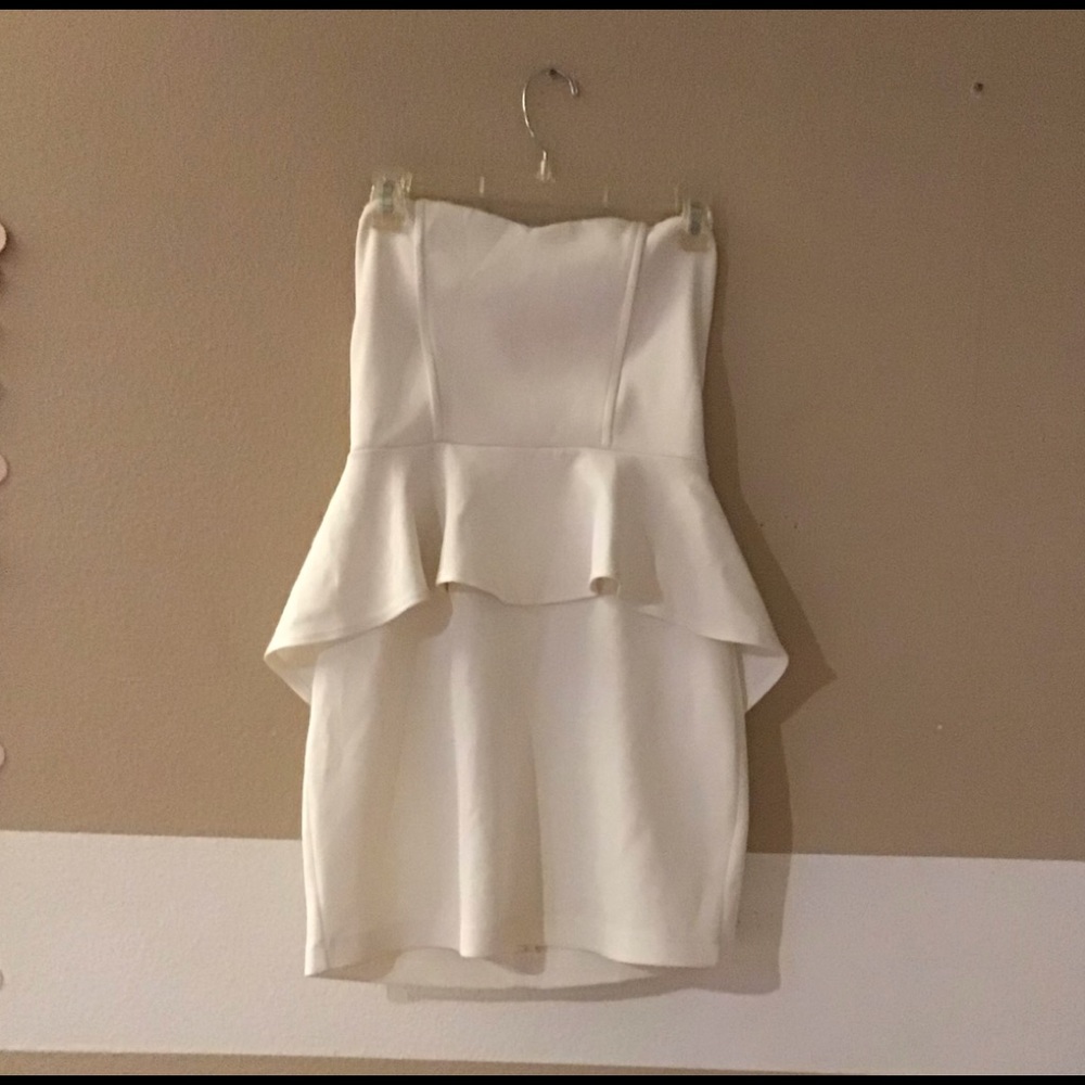 strapless, peplum style cocktail dress by Freshine!